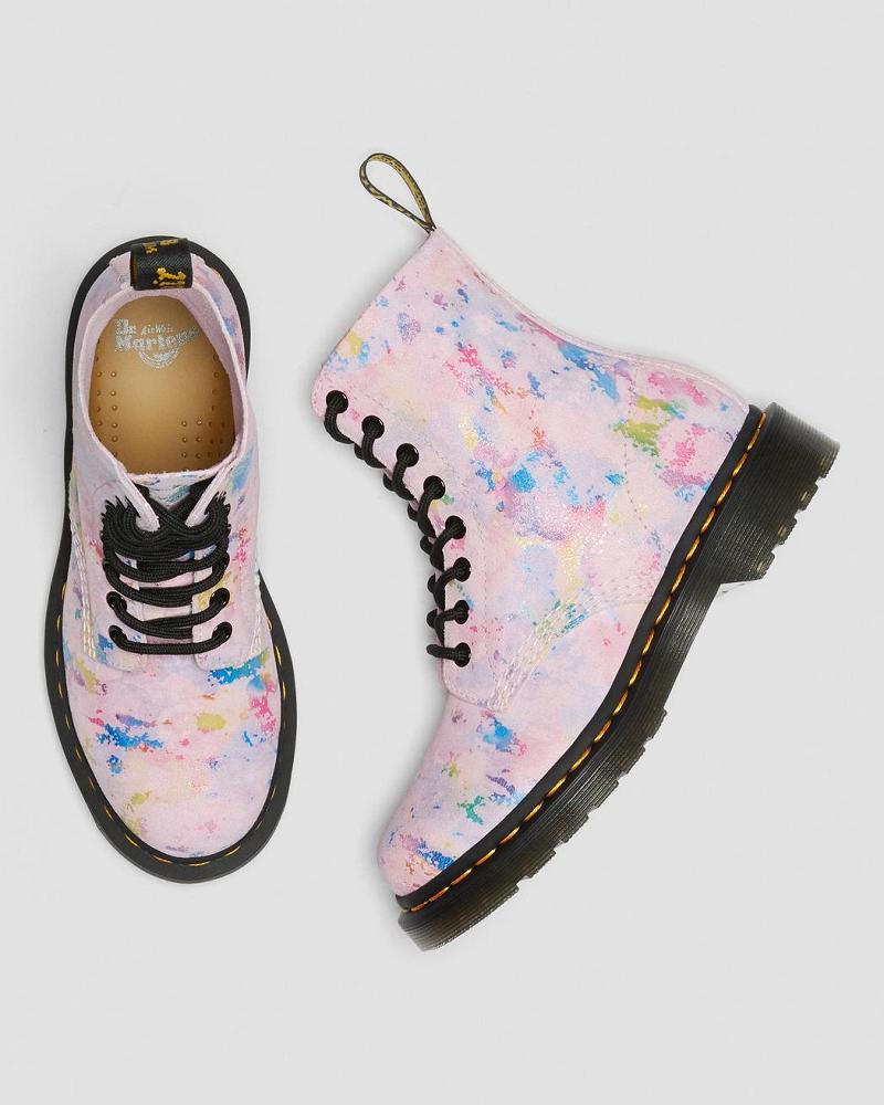 Pink Women's Dr Martens 1460 Pascal Confetti Suede Lace Up Boots | CA 183SGL